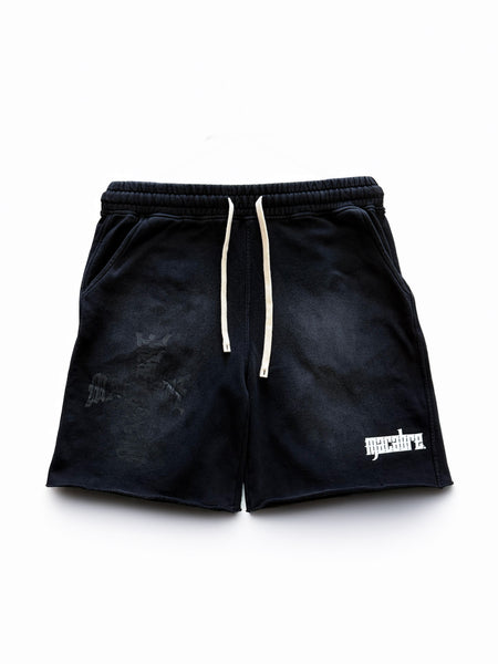 RAW EDGE CROSS LOGO SHORTS (SUN-FADE BLACK)